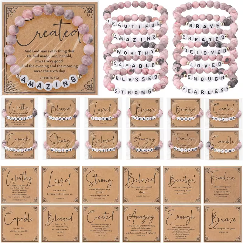 Bracelets - Pink wChristian Scripture Card