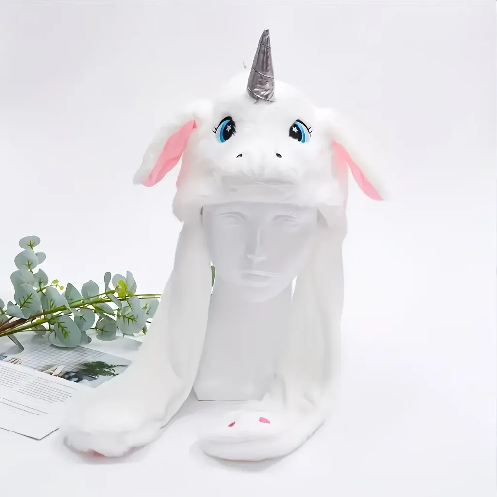 Hats - White Unicorn Movable Ears