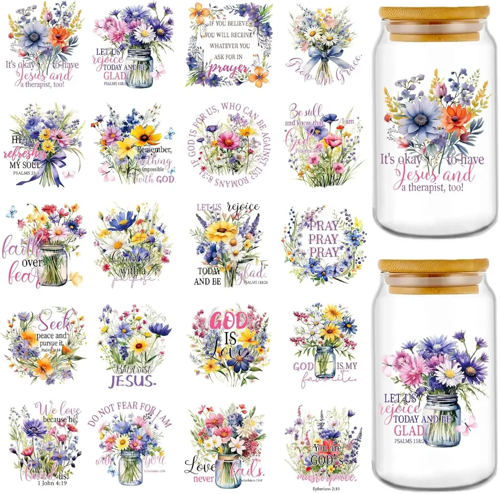 Floral Bible Verse Glass Tumbler
