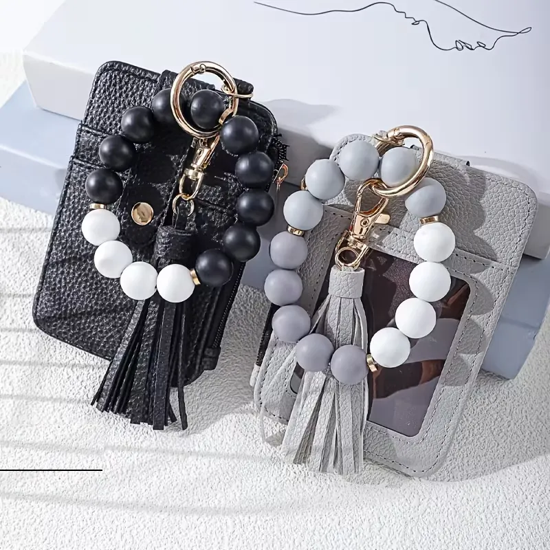 Beaded Wallet Card Holder (Black)