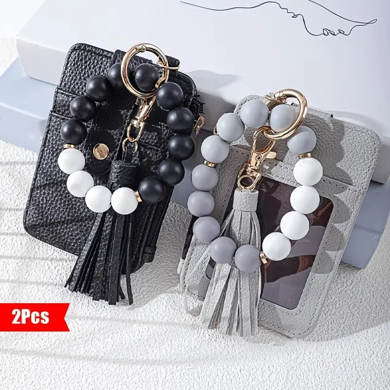 Beaded Wallet Card Holder (Black)