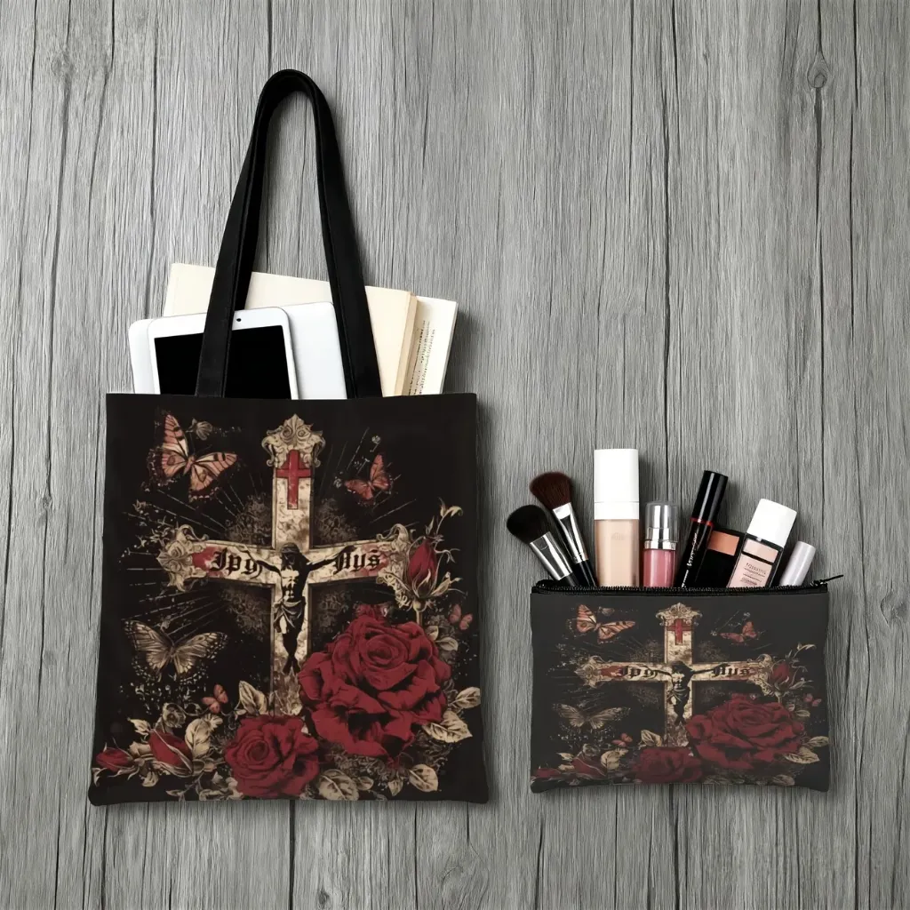 Bags - Black w/Cross and Roses