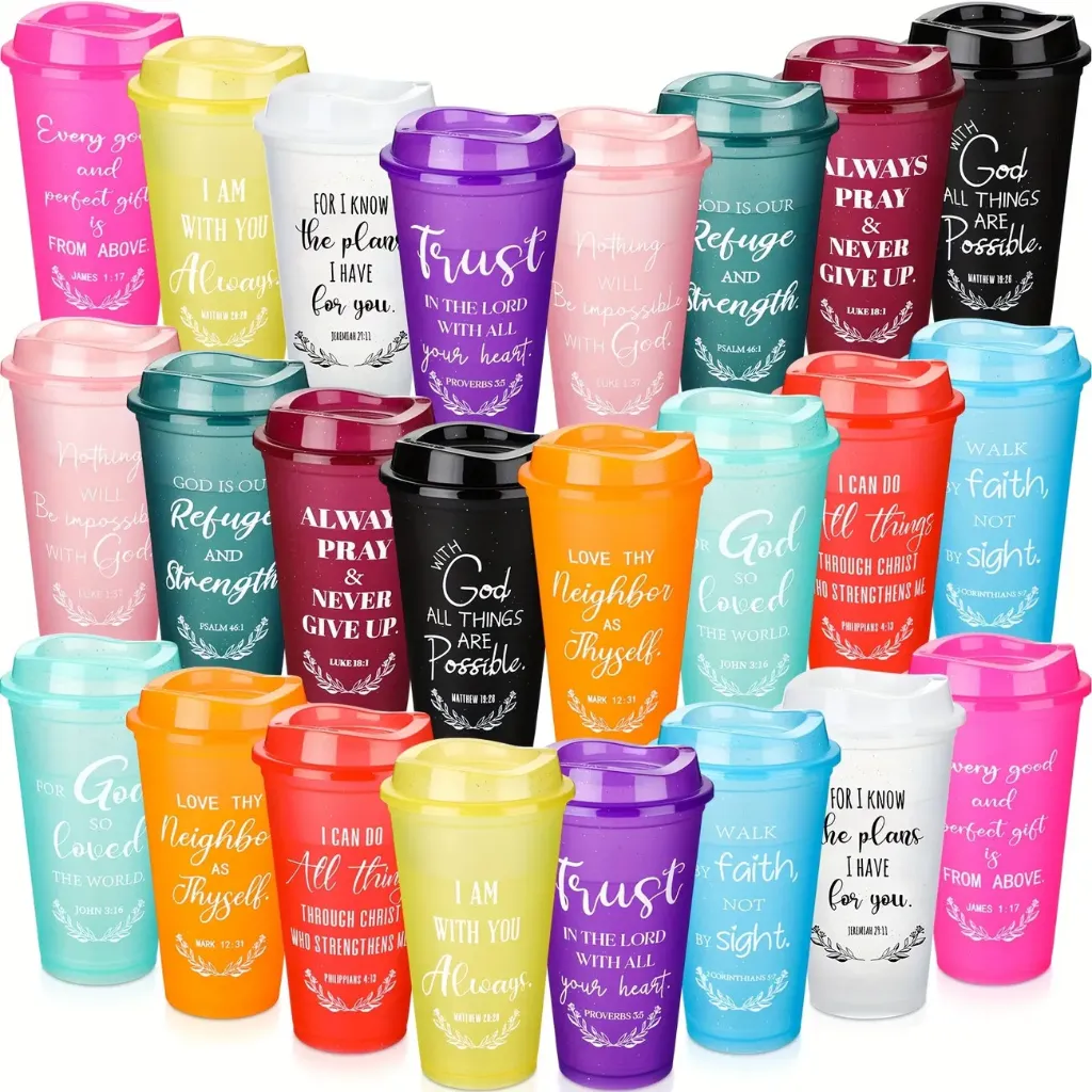 Christian Bible Verse Plastic Tumblers (Red)