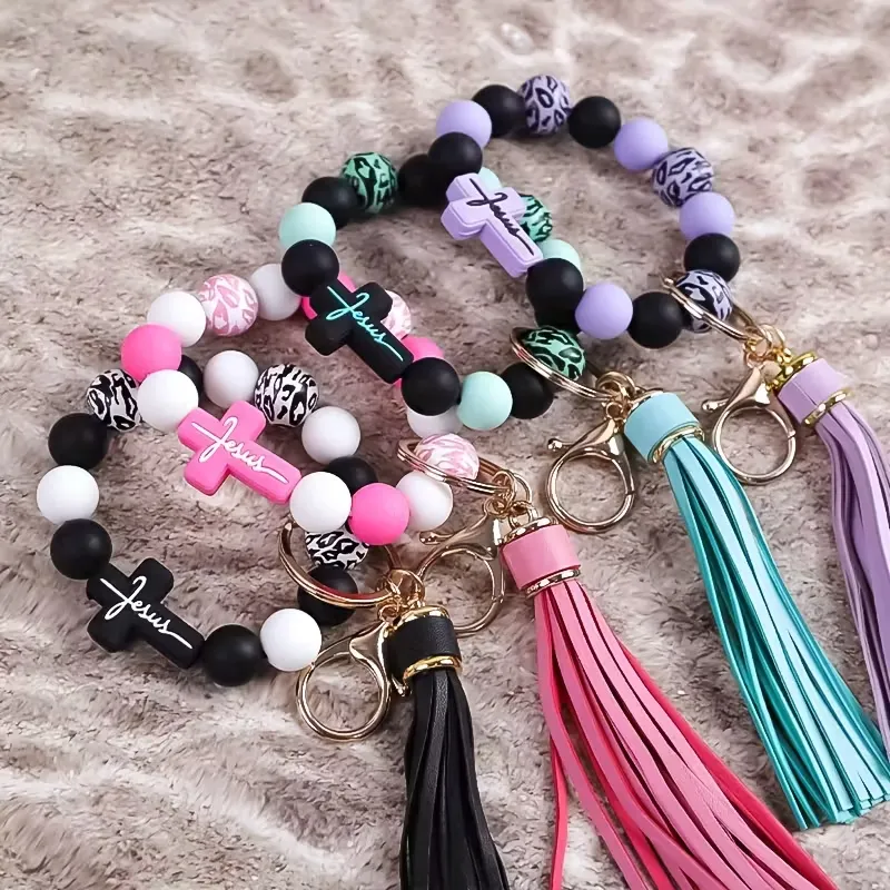 Christian Cross Beaded (Teal/Black)